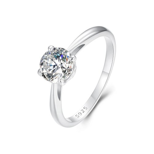 Anillo de moissanita brillante de 1 ct estilo PANDORA (un certificado) - MSR044