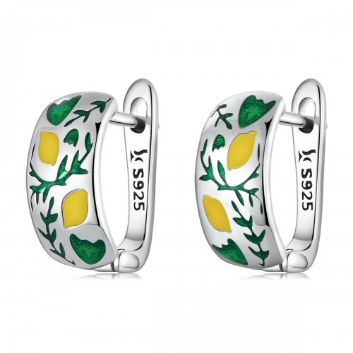 Aros de Hoja Verde con Limón de Estilo Pandora - SCE1376
