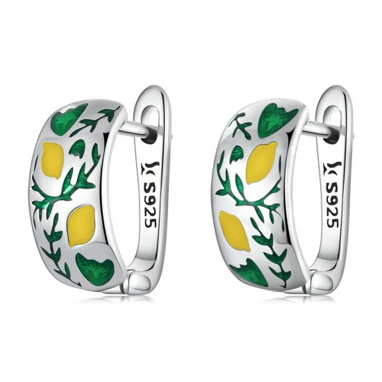 Aros de Hoja Verde con Limón de Estilo Pandora - SCE1376 - Haga click en la imagen para cerrar