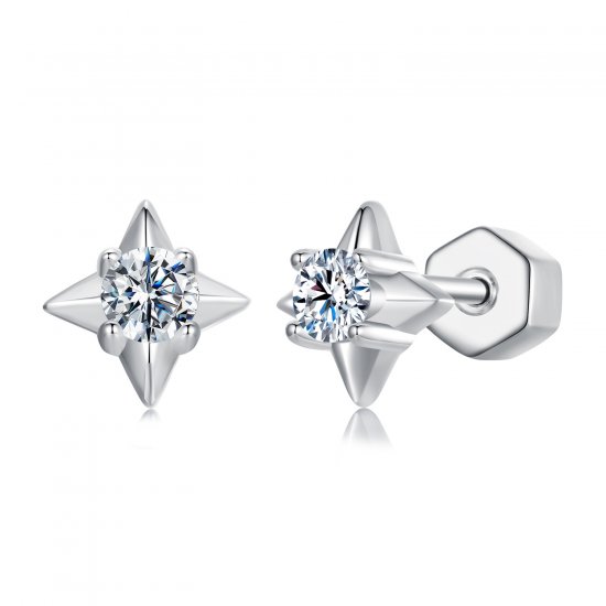 Pendientes brillantes de estrella estilo PANDORA (un certificado) - MSE067 - Haga click en la imagen para cerrar