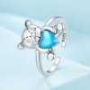Anillo de apertura estilo Pandora con oso abrazo - SCR921