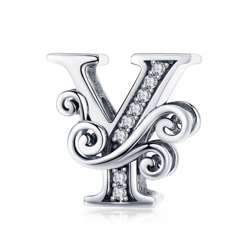 Charm de letra Y con brillantes pavé estilo Pandora - BSC030-Y