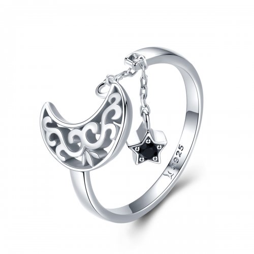 Anillo Pandora Style Plata Estrella Luna - SCR479