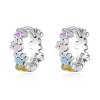 Aretes de aro estilo Pandora con garras coloridas - BSE580
