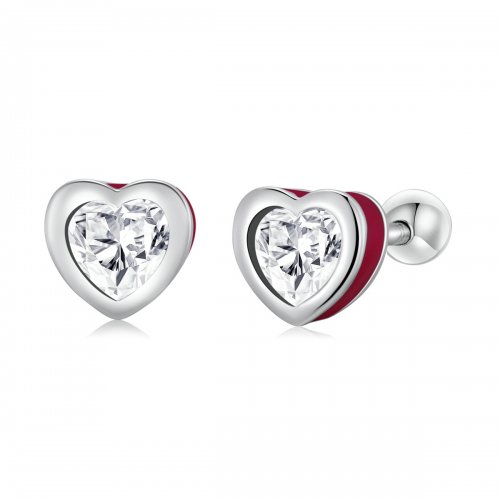 Pendientes de botón de estilo Pandora con diseño simple de amor - SCE1352