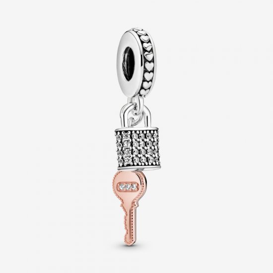 PANDORA Colgante de Candado y Llave con Pavé - 788682C01 - Haga click en la imagen para cerrar