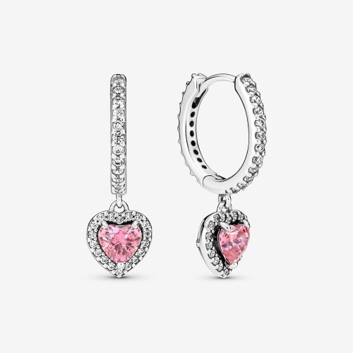 Pendientes de aro con corazón brillante y halo de Pandora - 291445C01