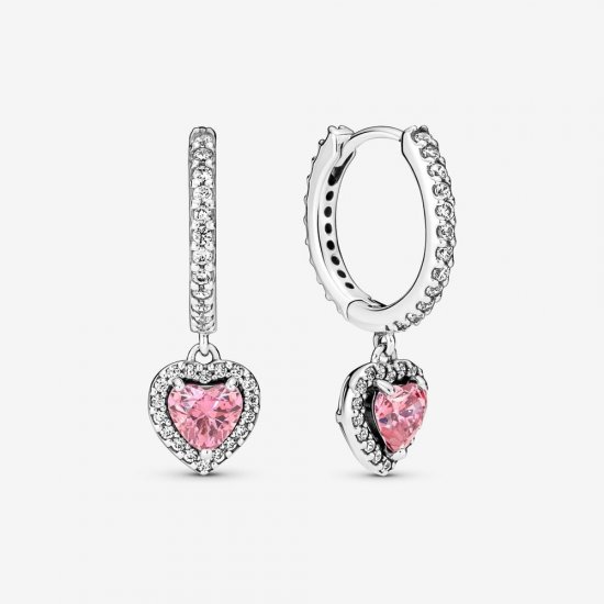 Pendientes de aro con corazón brillante y halo de Pandora - 291445C01 - Haga click en la imagen para cerrar