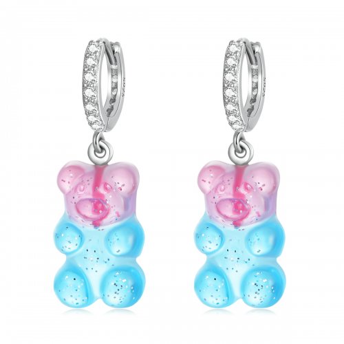 Aros de argolla estilo Pandora con osito de dulce - SCE1388