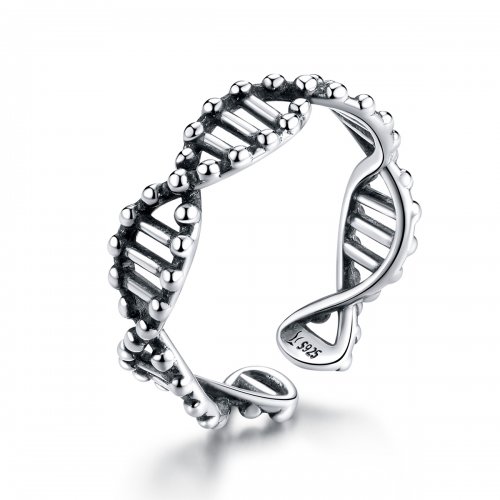 Anillo Pandora de estilo plata con diseño de ADN abierto - SCR643