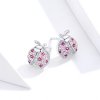 Pendientes de botón de estilo Pandora en plata con diseño de mariquita - SCE715