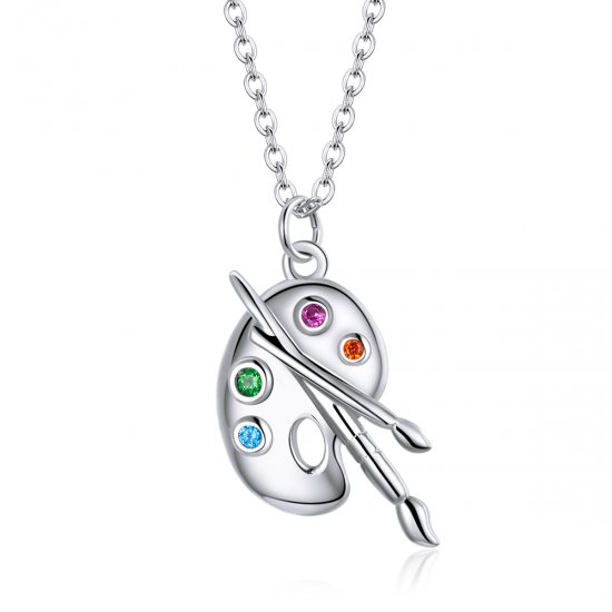 Collar colgante estilo Pandora plateado con colgante de vida artística - SCN457 - Haga click en la imagen para cerrar