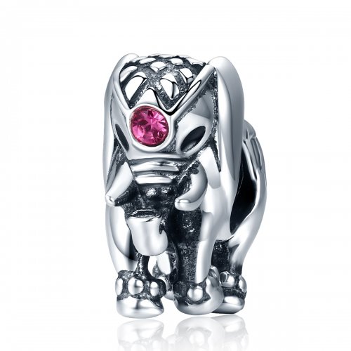 Charm espaciador de bebé elefante lindo en estilo Pandora de plata - SCC321