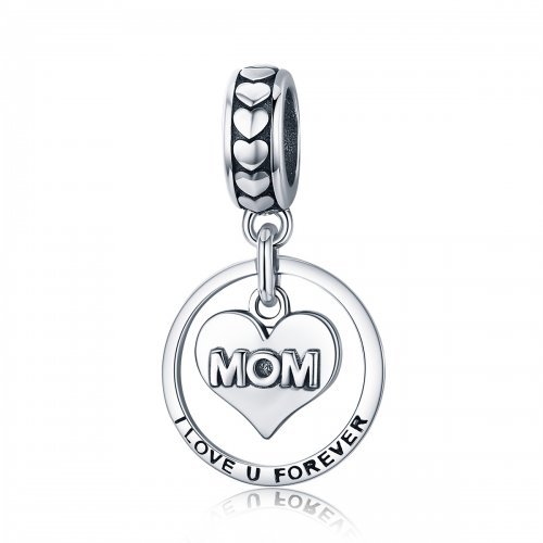 Estilo Pandora Plata Amor Mamá Dangle - SCC649