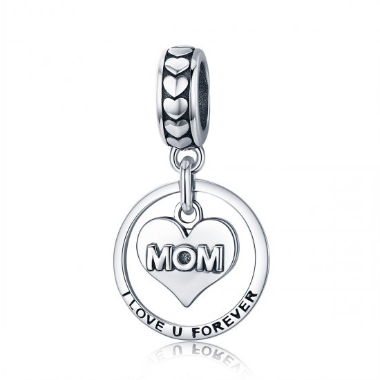Estilo Pandora Plata Amor Mamá Dangle - SCC649 - Haga click en la imagen para cerrar