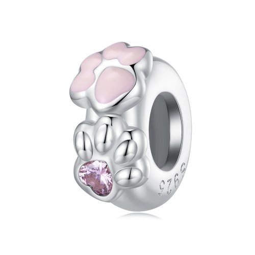Espaciador de silicona estilo Pandora con encaje rosa - SCC2642