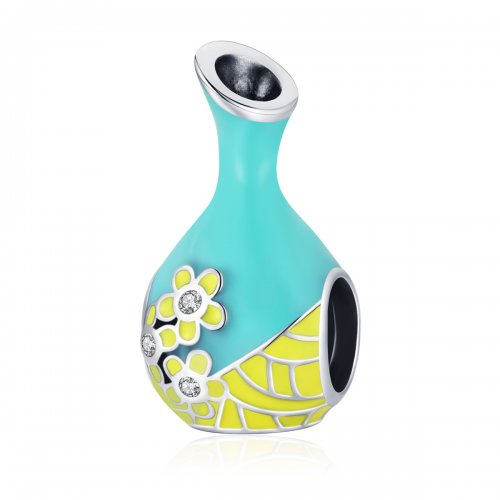 Charm estilo Pandora de botella de vino verde menta - SCC1920