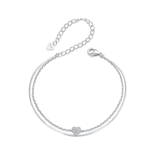 Pulsera de doble capa con corazón brillante estilo PANDORA - BSB169