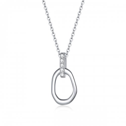 Collar Pandora de estilo plateado con colgante geométrico - SCN440