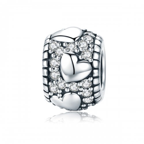 Pulsera de estilo Pandora en plata brillo con charm separador en forma de c