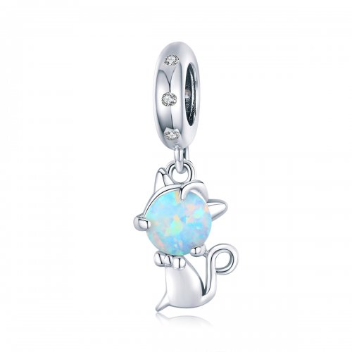 Pendiente Colgante Querido Gato de Plata Estilo Pandora - BSC235
