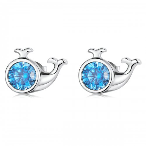 Pendientes de stud estilo Pandora con mini ballena - SCE1366