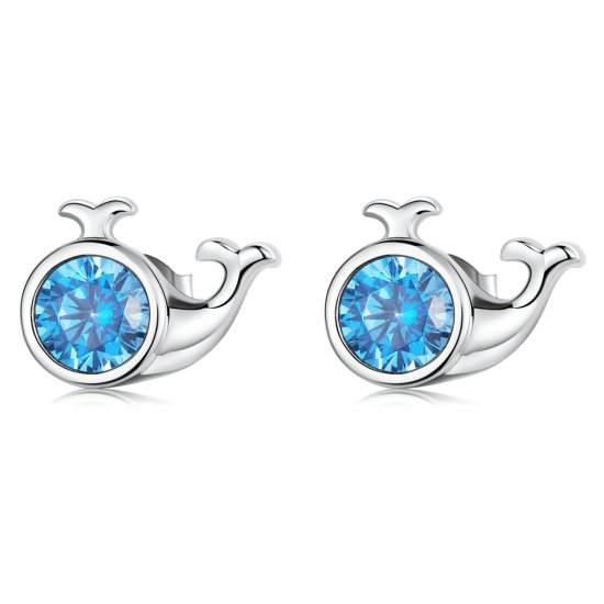 Pendientes de stud estilo Pandora con mini ballena - SCE1366 - Haga click en la imagen para cerrar