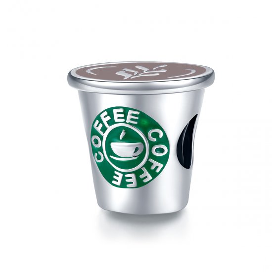 Charm estilo Pandora de plata con diseño de café - SCC1545 - Haga click en la imagen para cerrar