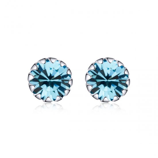 Pendientes de Tachuela de Plata Estilo Pandora con Piedra de Nacimiento de Diciembre - SCE862-12 - Haga click en la imagen para cerrar