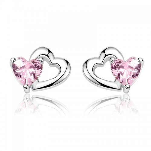 Pendientes de botón estilo Pandora de corazón y alma en plata - SCE090