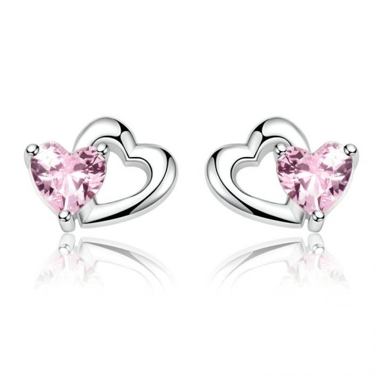 Pendientes de botón estilo Pandora de corazón y alma en plata - SCE090 - Haga click en la imagen para cerrar