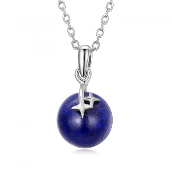 Collar estilo Pandora con meteorito de lapislázuli - SCN480 - Haga click en la imagen para cerrar