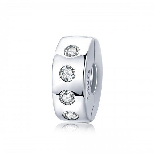 Encanto separador de plata estilo Pandora con circonia plateada - BSC165