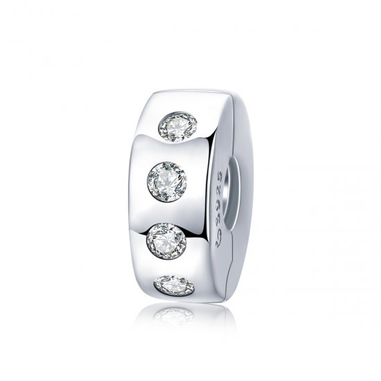 Encanto separador de plata estilo Pandora con circonia plateada - BSC165 - Haga click en la imagen para cerrar