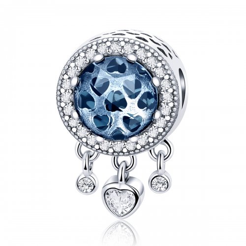 Charm de corazón de cristal brillante plateado estilo Pandora - SCC724