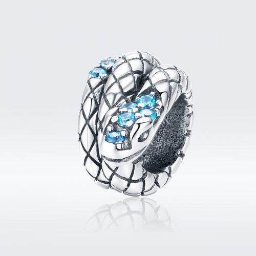 Charm de serpiente retro plateado estilo Pandora - SCC1351