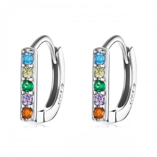 Aros de aro con circonitas coloridas al estilo Pandora - BSE576