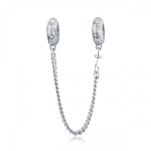 Pulsera de seguridad estilo Pandora en plata con diseño de ondas de agua - SCC1577