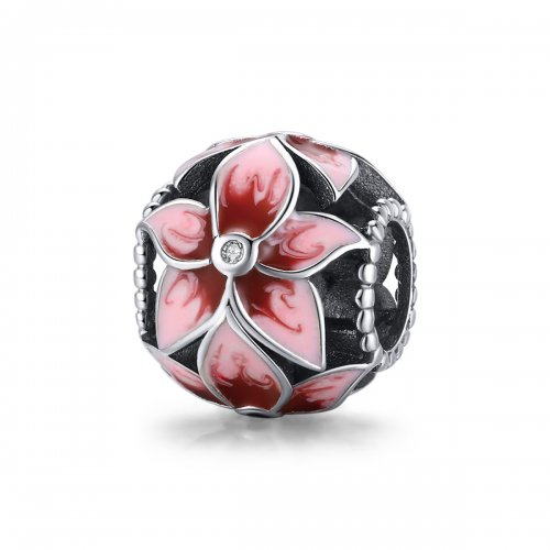 Charm de flor floreciente de estilo Pandora en plata - SCC1707
