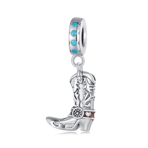 Pandora Estilo Vaquero Botas de Cuero Dangle - SCC2566