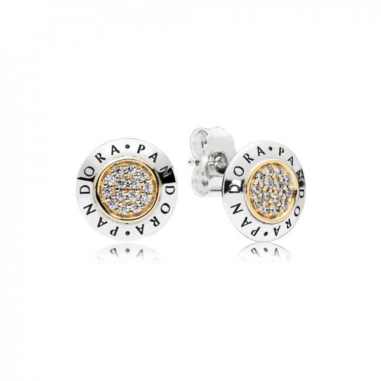 Pendientes en plata de ley y oro Logo PANDORA - 296230CZ - Haga click en la imagen para cerrar