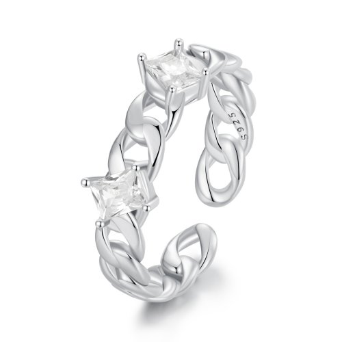 Anillo abierto estilo Pandora con cadena - SCR977-E
