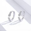Aretes de argolla plateados con símbolo infinito al estilo Pandora - SCE872
