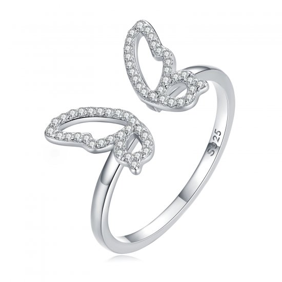 Anillo abierto estilo Pandora con mariposa - BSR278 - Haga click en la imagen para cerrar