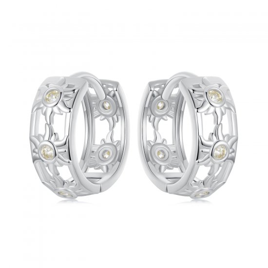 Pendientes estilo PANDORA con sol - BSE1007 - Haga click en la imagen para cerrar