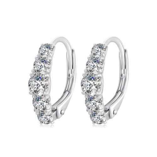 Pendientes de moissanita brillante estilo PANDORA (dos certificados) - MSE045