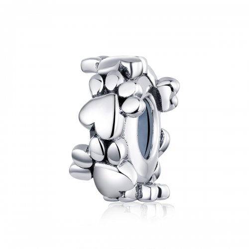 Pulsera de estilo Pandora con encanto separador de corazones dulces de plat