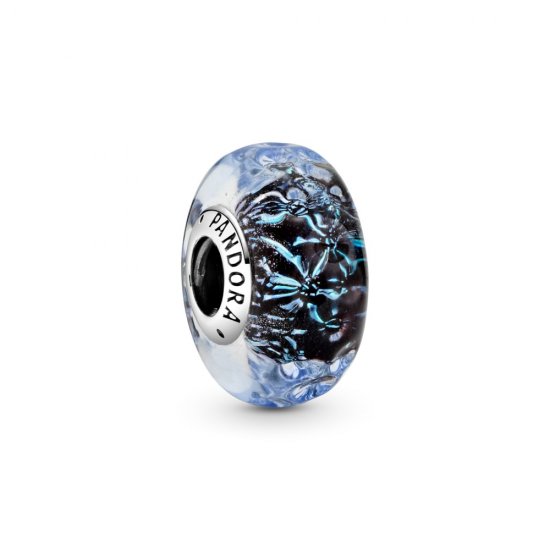 PANDORA Encanto Oceánico de Vidrio Murano Azul Oscuro Ondulado - 798938C00 - Haga click en la imagen para cerrar