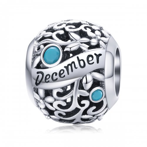 Charm de piedra de nacimiento de diciembre estilo Pandora en plata - SCC1385-12