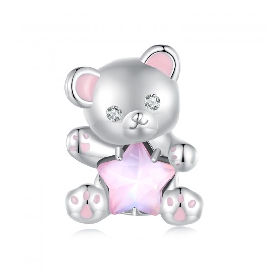 Charm de oso estrella rosa estilo Pandora - SCC2638 - Haga click en la imagen para cerrar